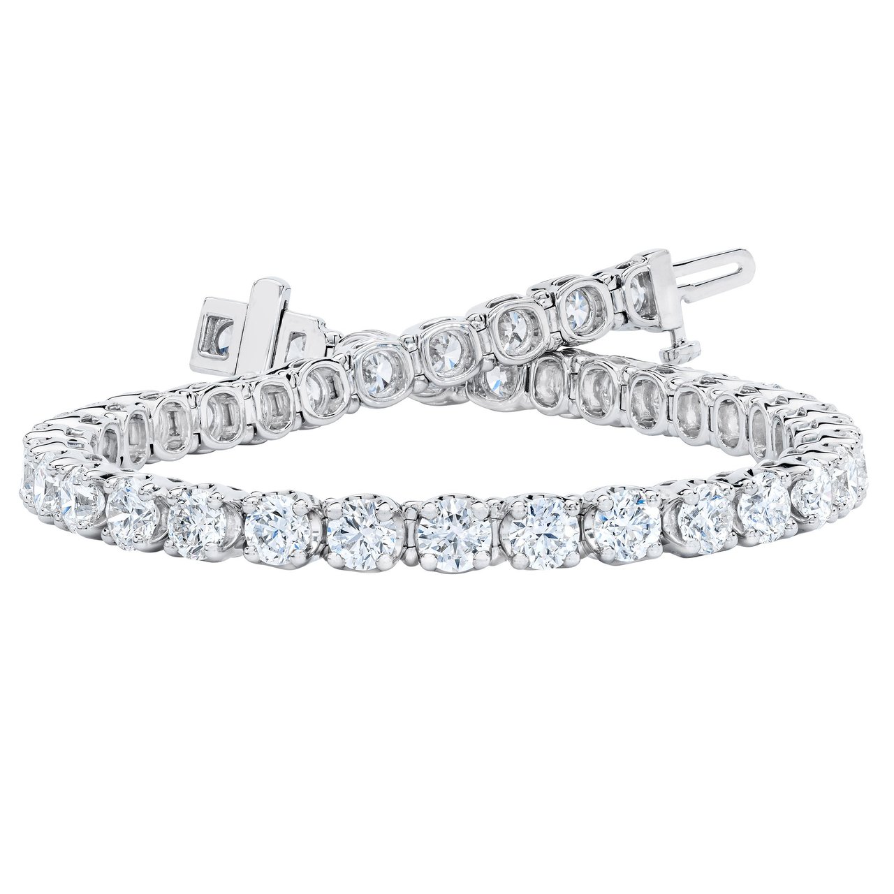 12.00 ctw Round Brilliant Diamond Platinum VS2 "G" 7.5" Tennis Bracelet - Image 1