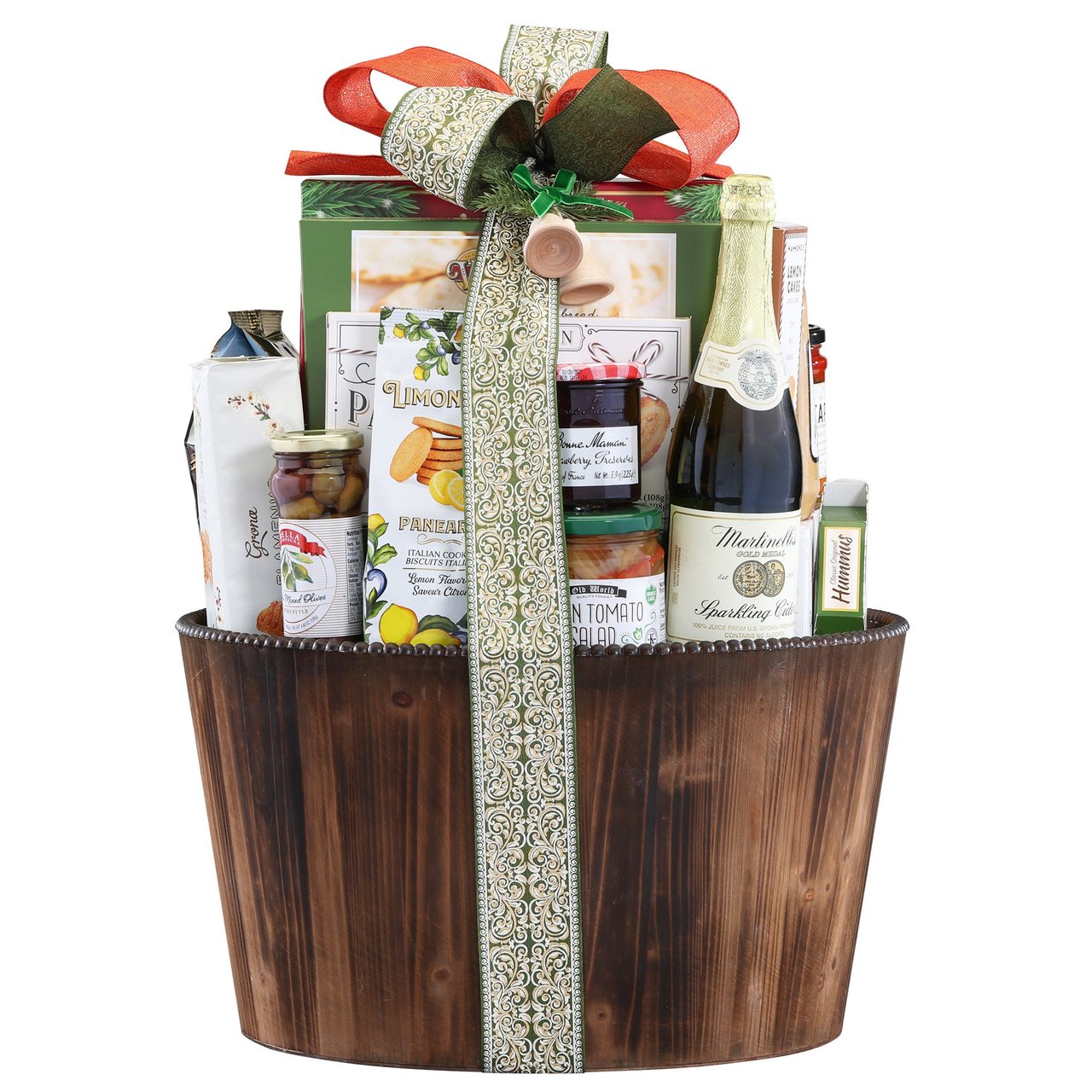 Wood Basket with Beaded Trim Gift Basket, 187.93 oz - Image 1