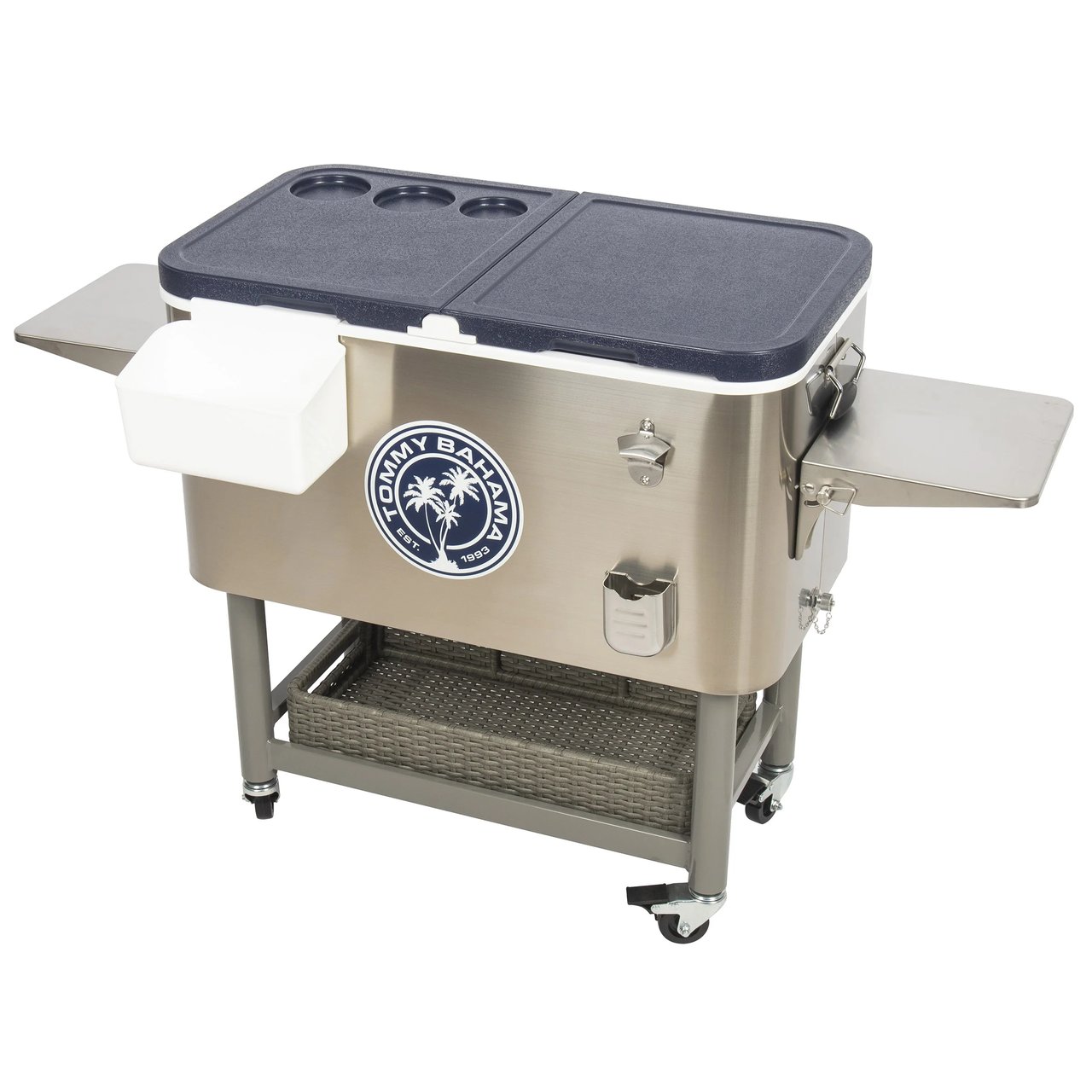 Tommy Bahama 100 Qt. Stainless Steel Rolling Patio Cooler - Image 1