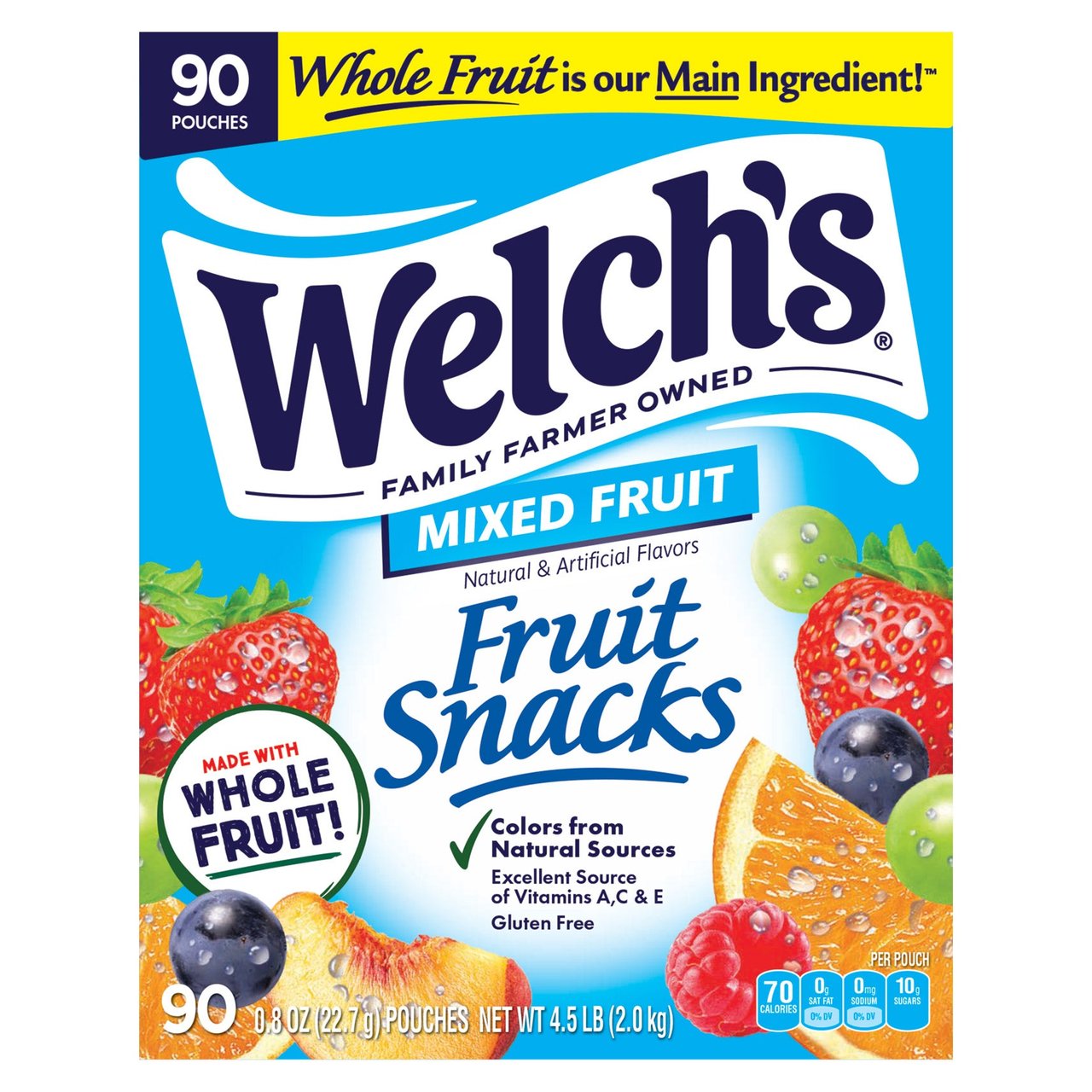 Welch's Fruit Snacks, 90 Count, 0.8 oz Pouches - Image 1