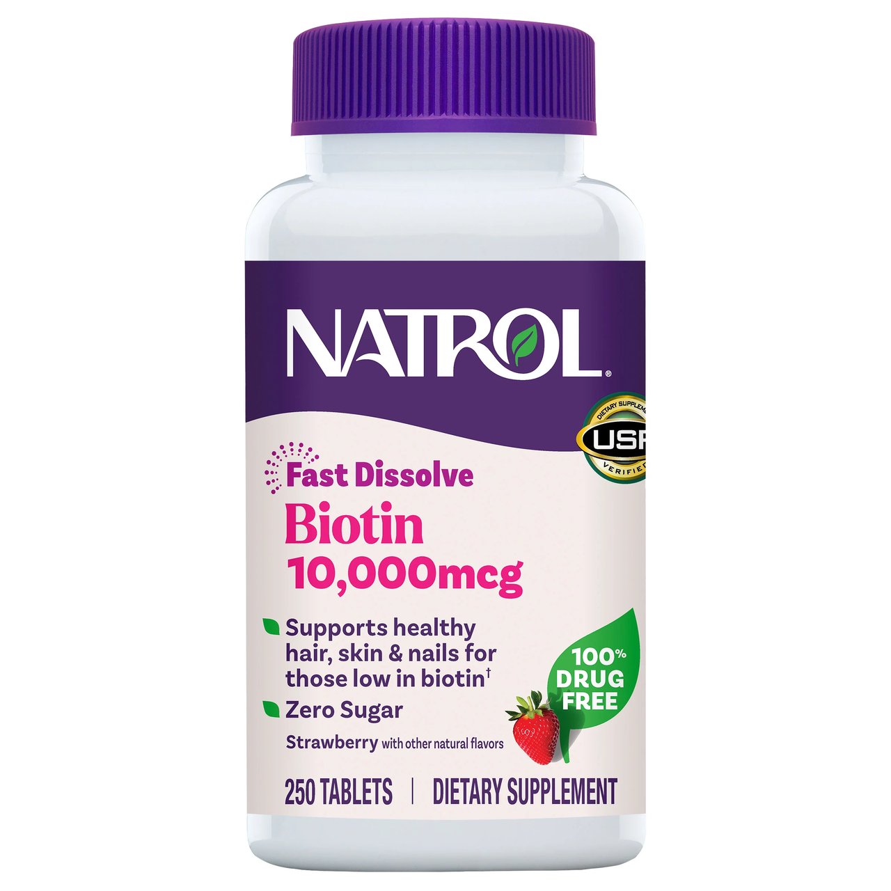 Natrol Biotin 10,000mcg Fast-Dissolve 250 Tablets - Image 1