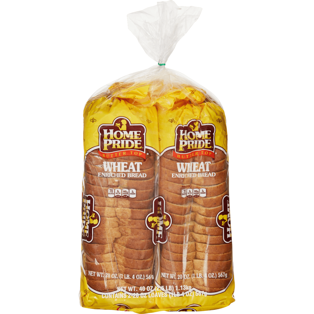 Home Pride Wheat Enriched Bread, 2-Pack, 40 oz