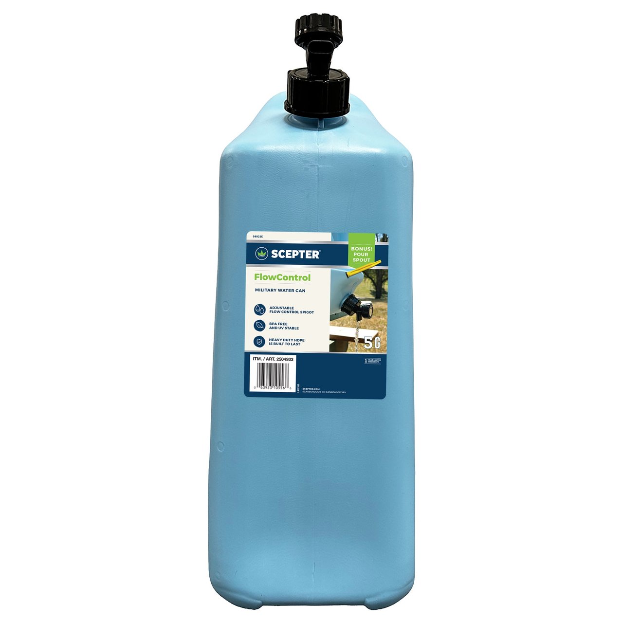 Scepter FlowControl 5-Gallon Potable Water Container, Baby Blue - Image 1
