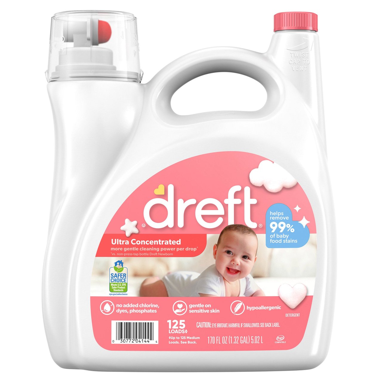 Dreft Newborn Liquid Detergent 170 fl oz, 125 Loads, 5.3 Quarts - Image 1