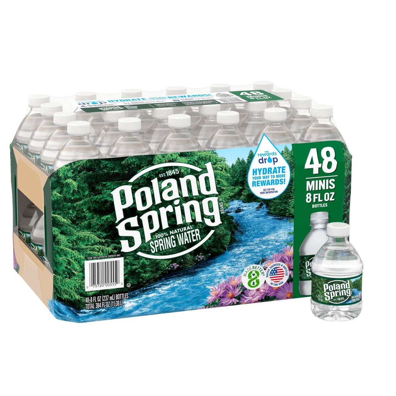 Poland Spring 100% Natural Spring Water, 48 Mini Bottles (8 oz Each) - Image 1