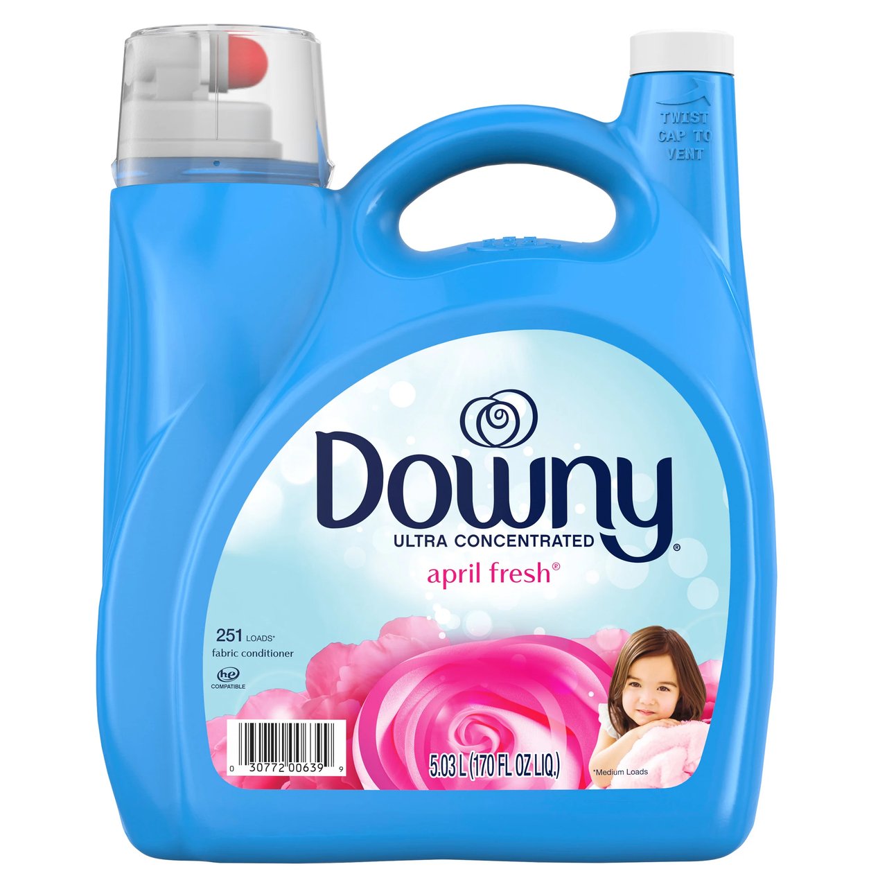 Downy Ultra Concentrated Liquid Fabric Softener, April Fresh, 170 fl oz, 251 Loads - Image 1