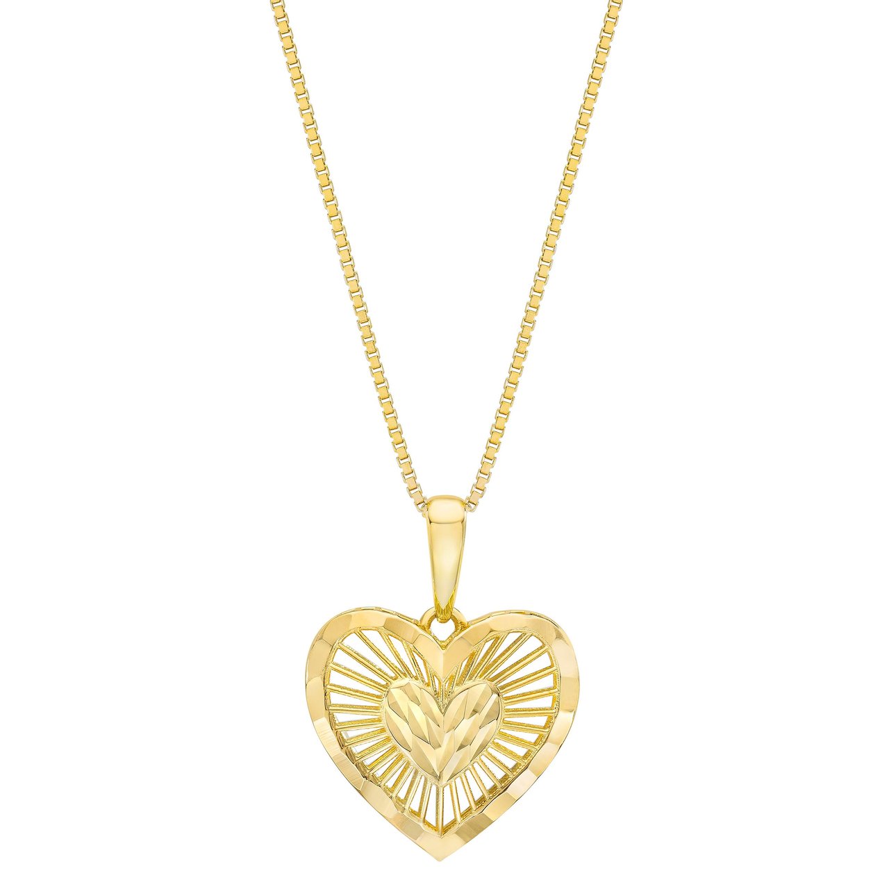 14KT Yellow Gold Heart Pendant 18" Made in Italy - Image 1
