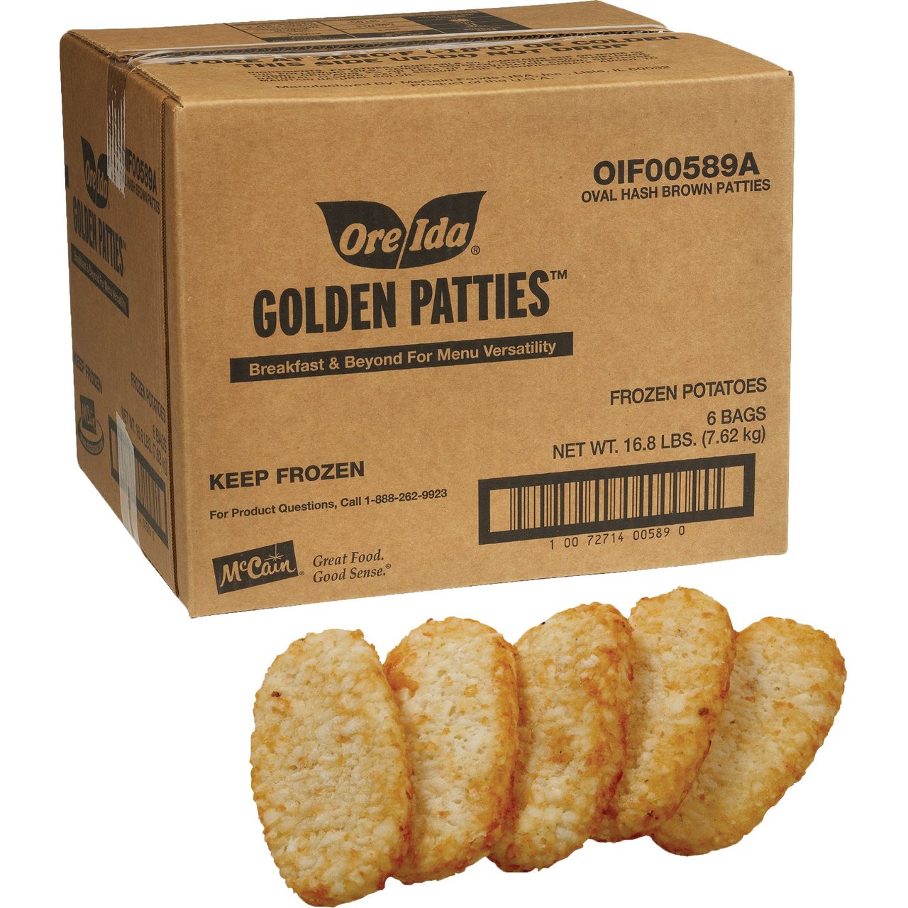 Ore-Ida Golden Hash Brown Patties, 6/2.8 lb - Image 1