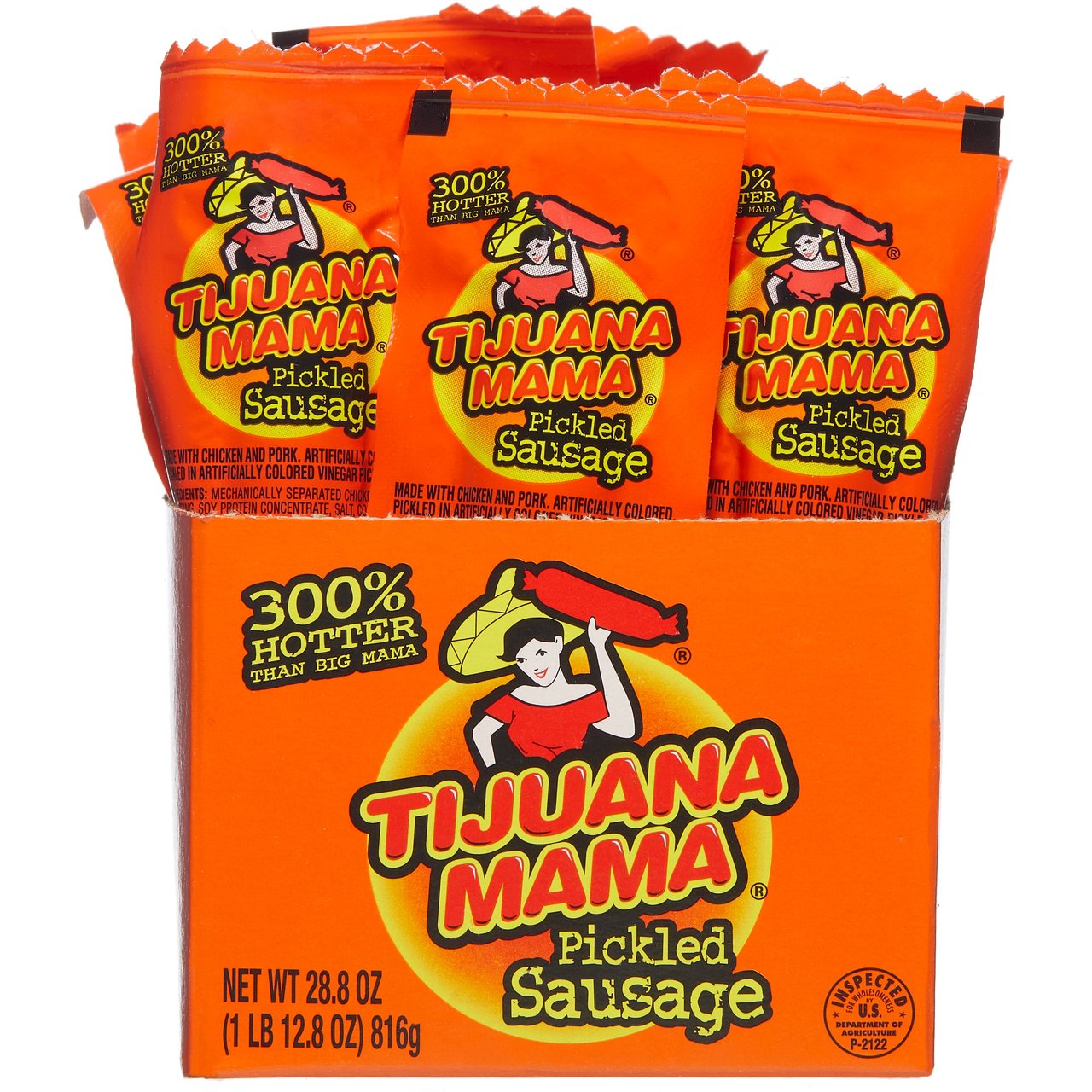 Tijuana Mama Spicy Pickled Sausage, 12 Count, 2.4 oz Each - Image 1