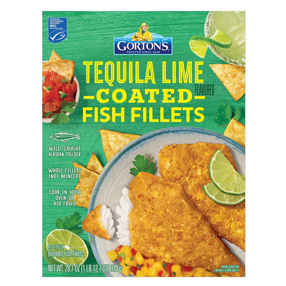 GORTON'S TEQUILA LIME COATED FISH FILLETS, 28.7 OZ - Image 1