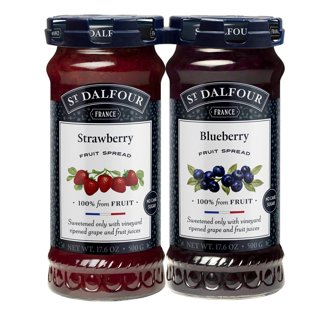 St. Dalfour Fruit Spread 2-Pack, Strawberry & Blueberry 2/17.6 oz - Image 1