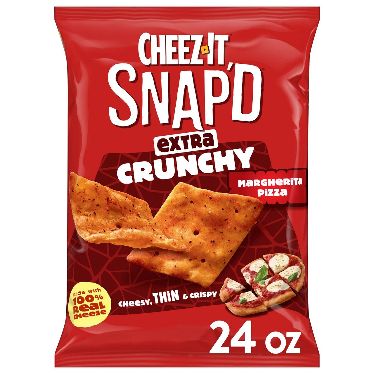 Cheez-It Snap'd Extra Crunchy Margherita Pizza, 24 Ounce Bag - Image 1