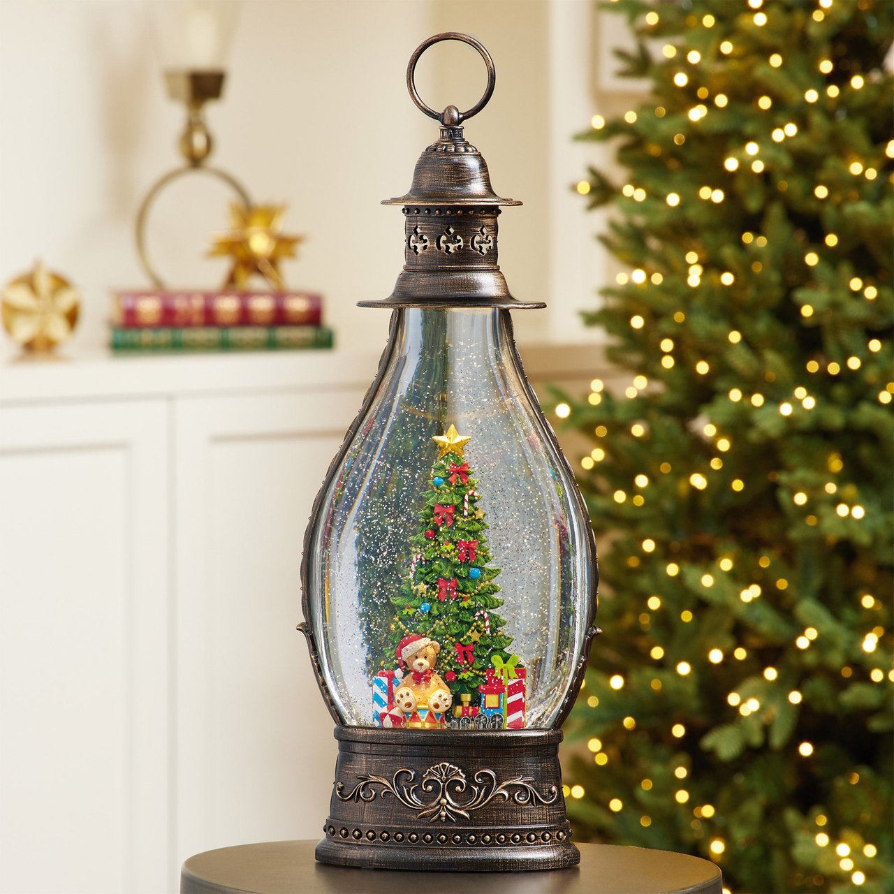 20" Jumbo Holiday Glitter Lantern with LED Lights - Image 1