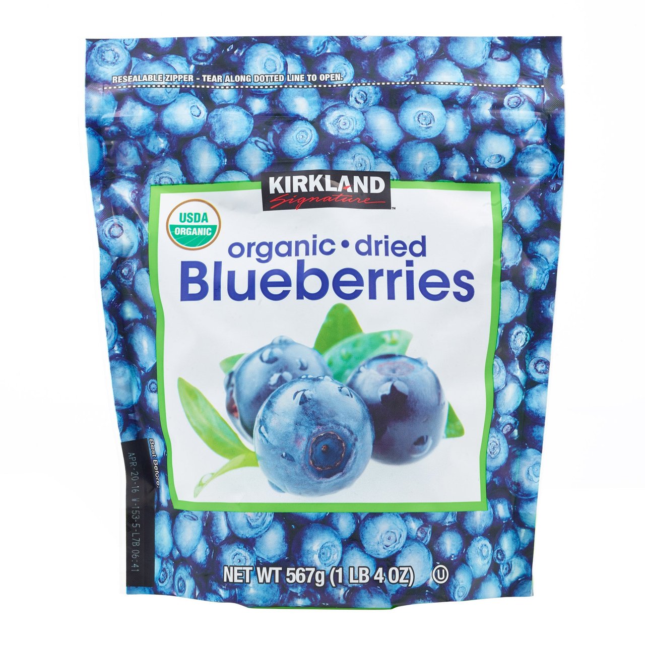 Kirkland Signature Organic Dried Blueberries 20 Ounce Bag - Image 1