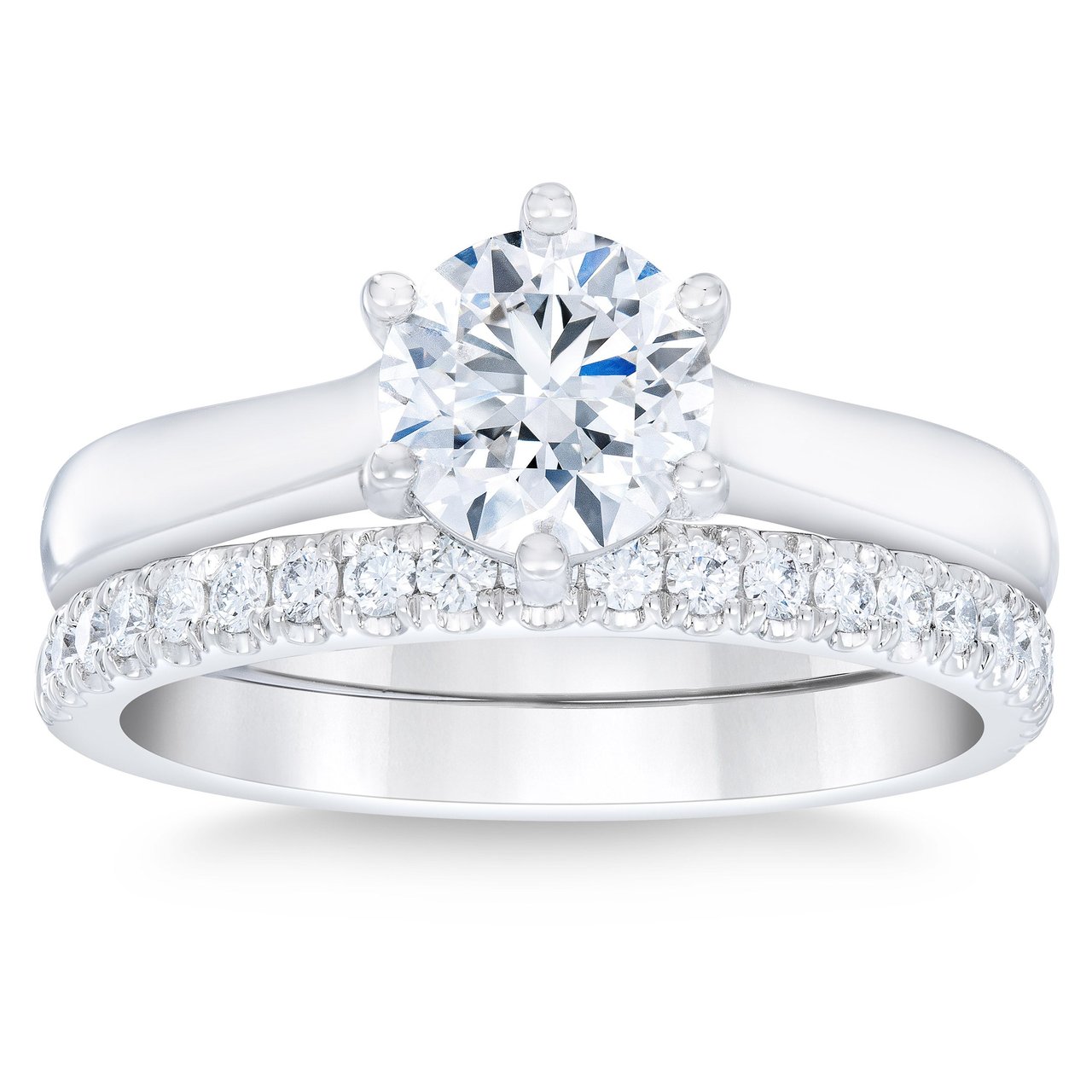 1.53 CTW Round Diamond Platinum Wedding Set, 1.21 CT Center, VS1 Clarity, G Color - Image 1