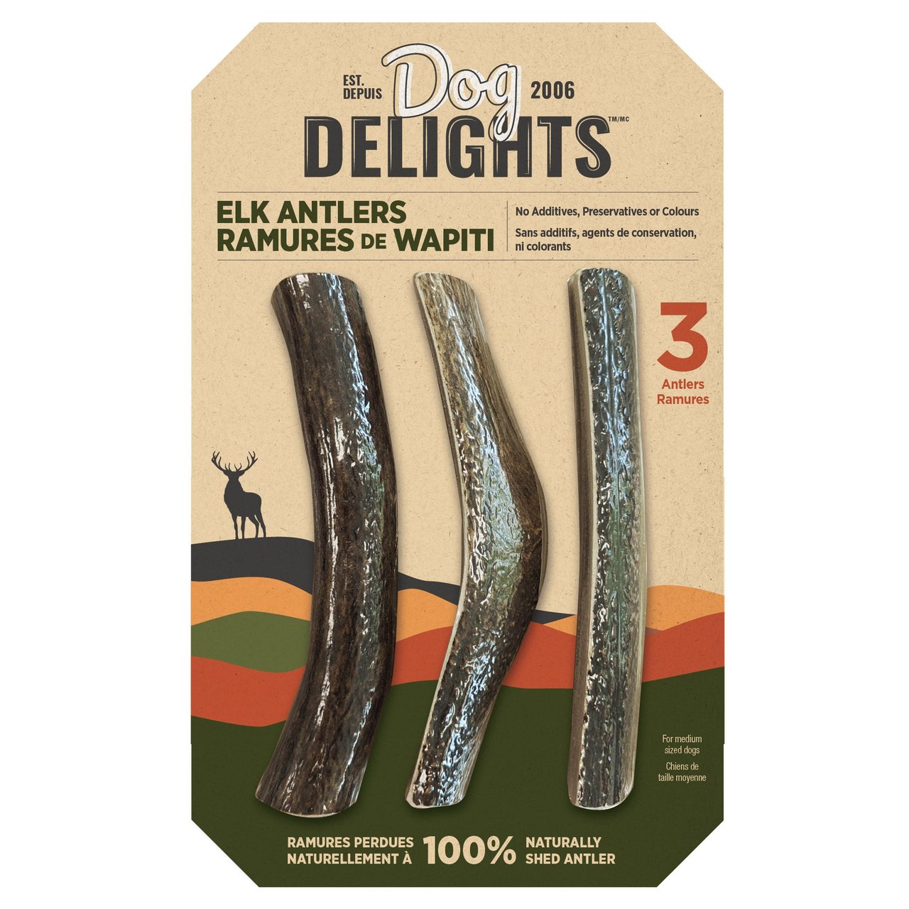 Dog Delights Elk Antlers 3 Pack - Image 1