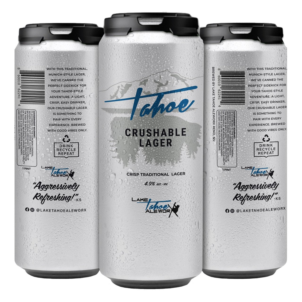 Lake Tahoe AleWorX Crushable Lager Reno, NV 4/16oz Cans