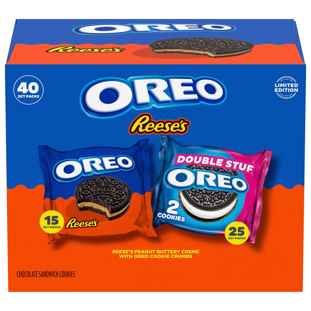 Oreo Reese's Peanut Butter & Double Stuf Cookies Variety Pack, 40 Count - Image 1