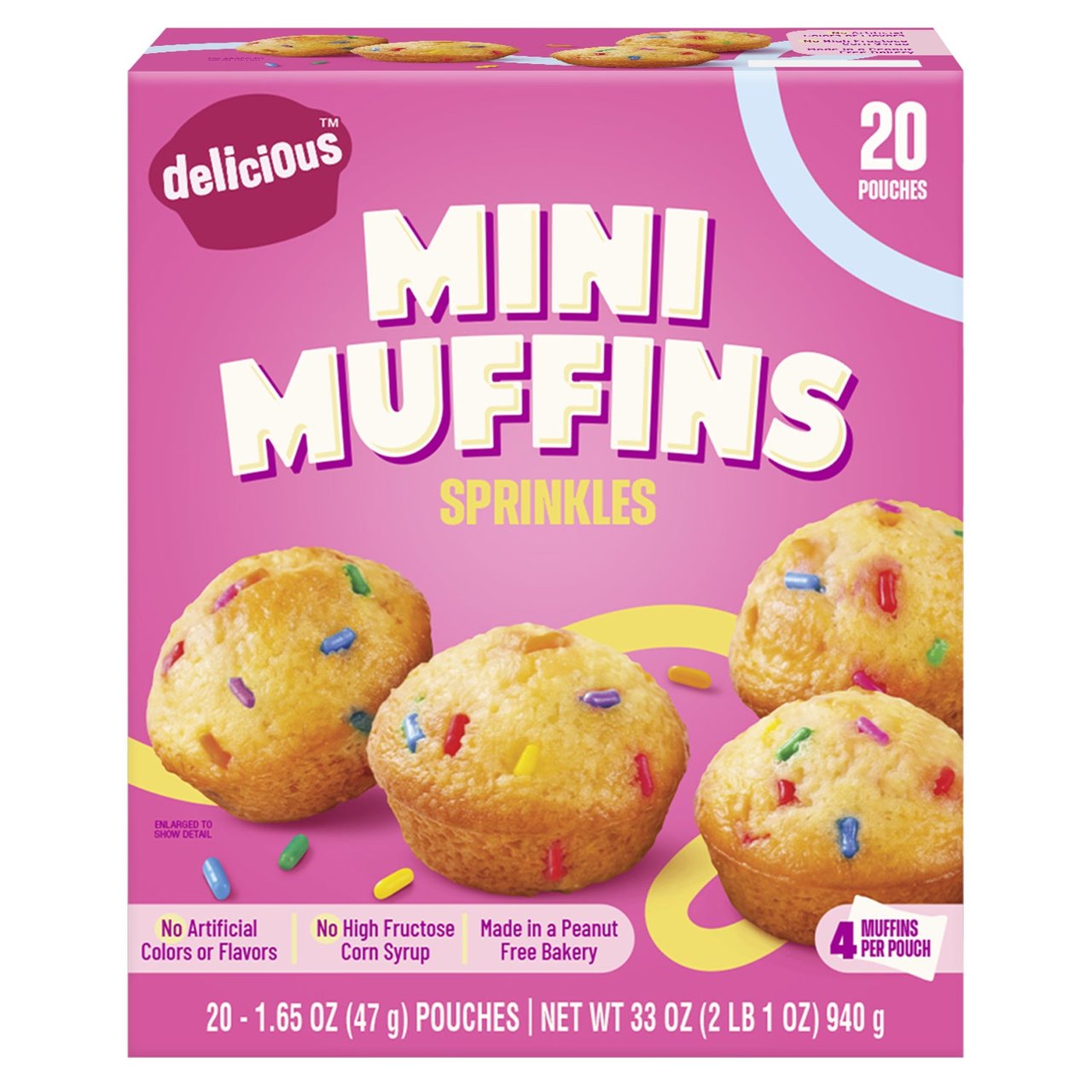 Delicious Sprinkles Mini Muffins, 20/1.65 oz Pouches - Image 1