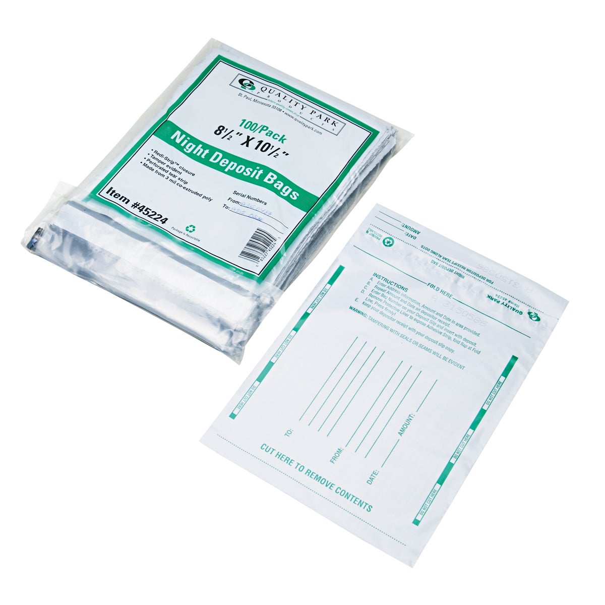 Quality Park Night Deposit Bags, 8.5" x 10.5", Opaque, 100 ct