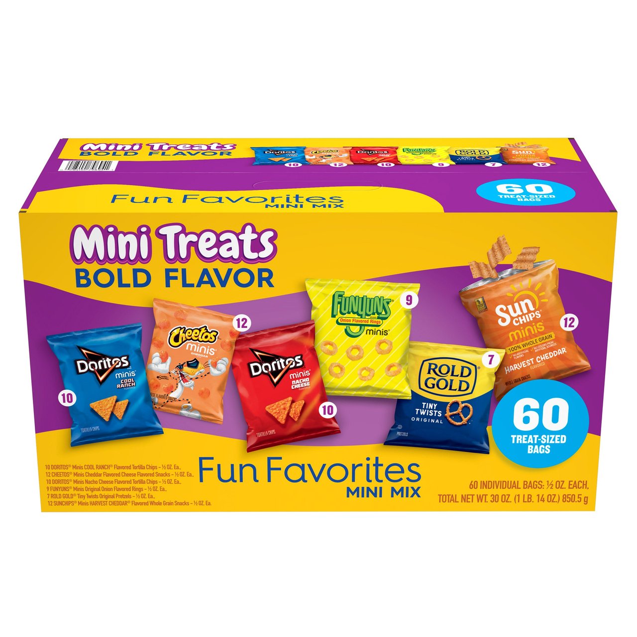 Frito-Lay Mini Treats Fun Favorites Variety Pack, 0.5 oz, 60 CT - Image 1