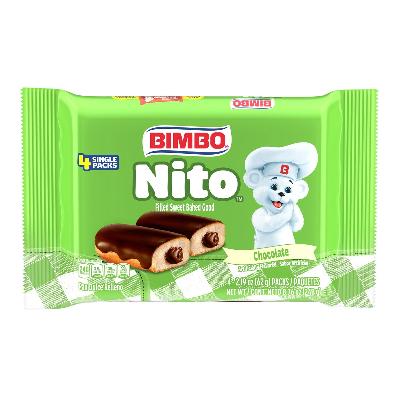 Bimbo Nito Chocolate Creme Filled Sweet Rolls, 8 Pack, 2.19 oz Each - Image 1