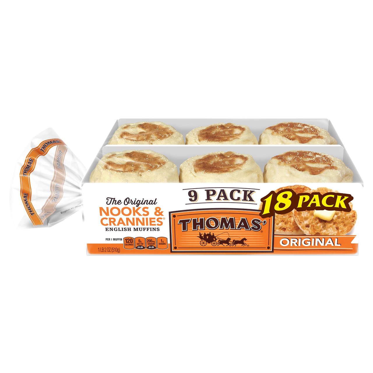 Thomas' Original English Muffins 2/9 Count Packages - Image 1