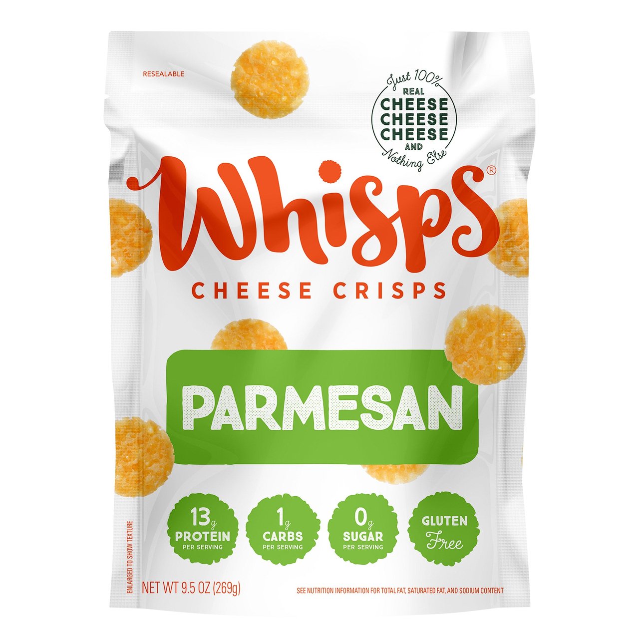 Whisps Parmesan Cheese Crisps 9.5 Ounce Bag - Image 1