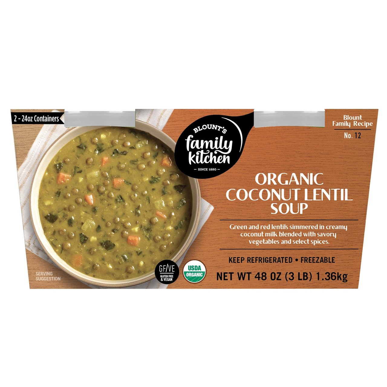 Blount's Family Kitchen Organic Coconut Lentil Soup, 2/24 oz - Image 1