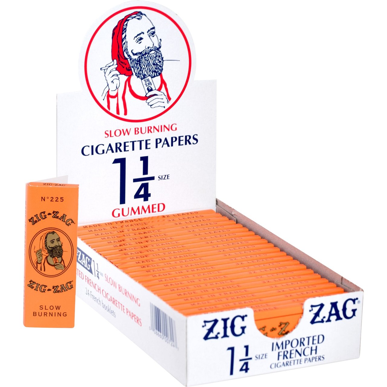 Zig-Zag French Orange 1-1/4" Cigarette Rolling Papers, 24 Books - Image 1