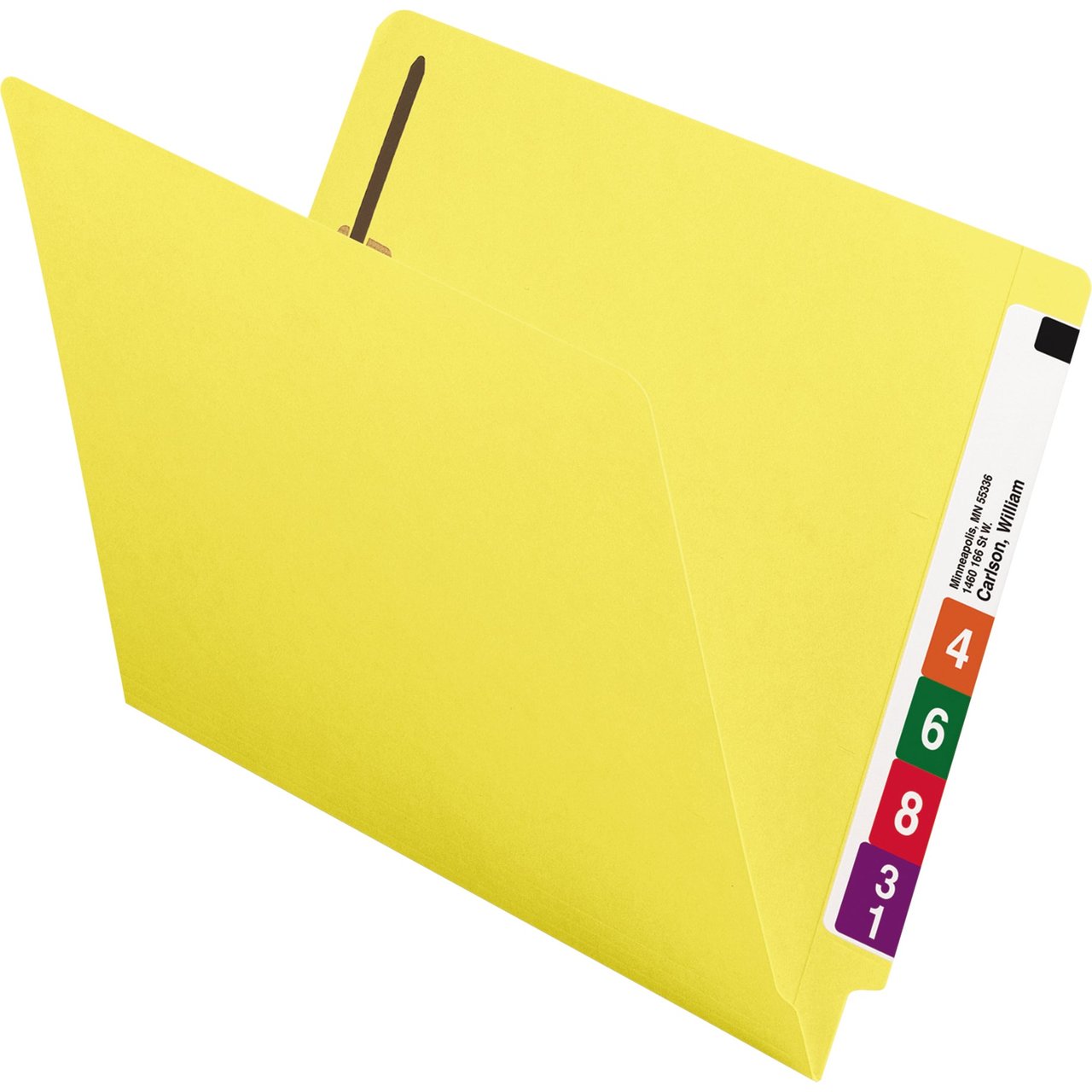 Smead End Tab Fastener File Folder, Letter Size, Yellow, 50-Count Box - Image 1