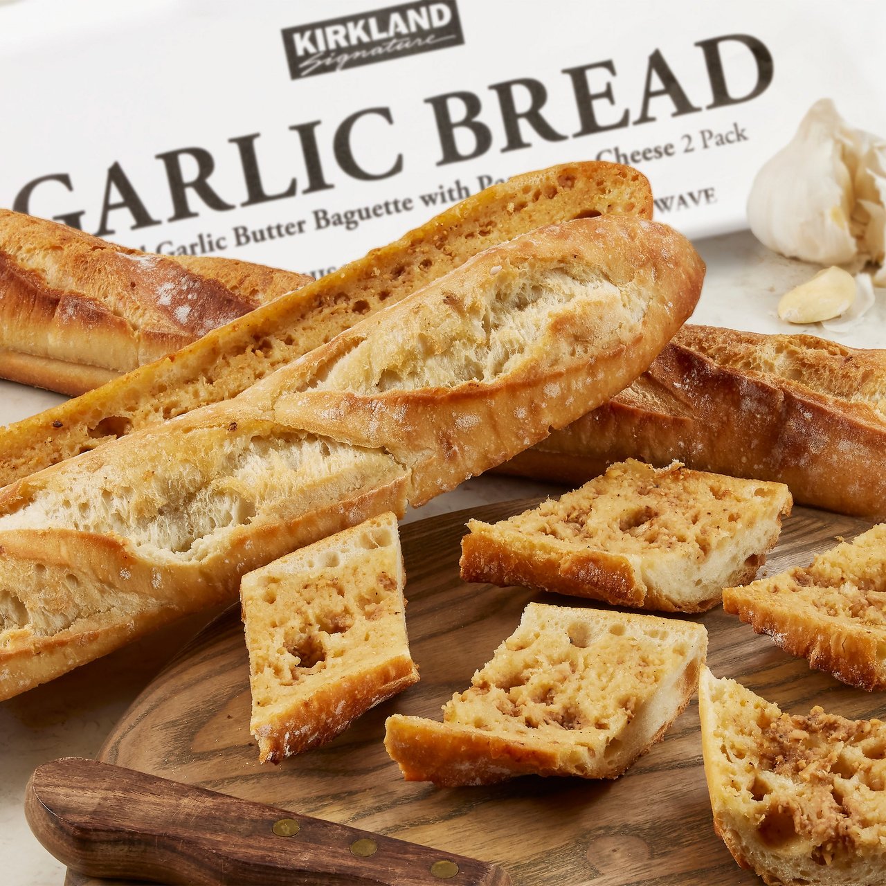 Roasted Garlic Butter Baguette with Parmesan Cheese 2 Pack - Image 1