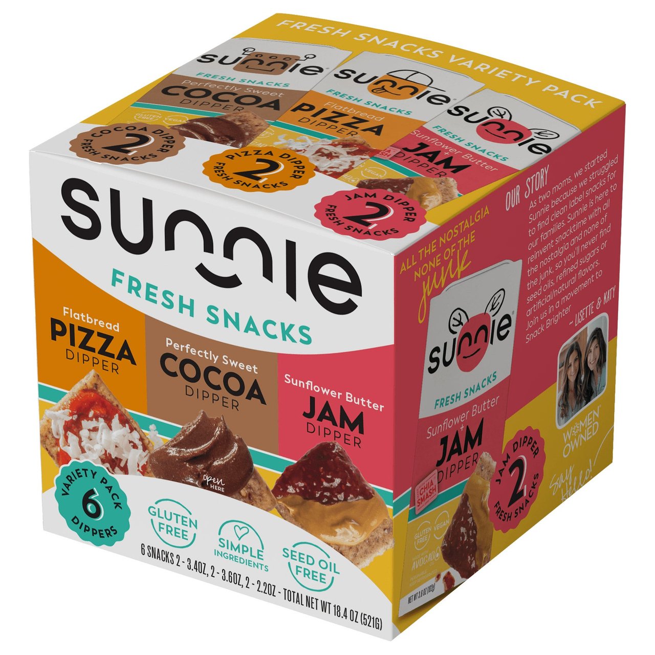 Sunnie Dippers Variety Pack - Jam, Pizza & Cocoa, 6 x 3.4 oz