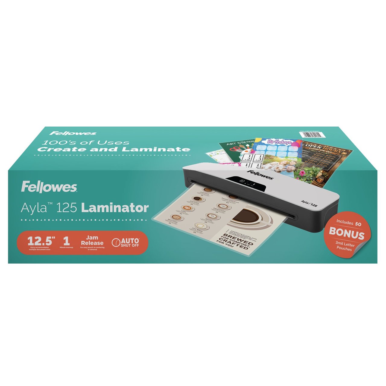 Fellowes Ayla 125 Laminator with 50 Bonus Pouches - Image 1