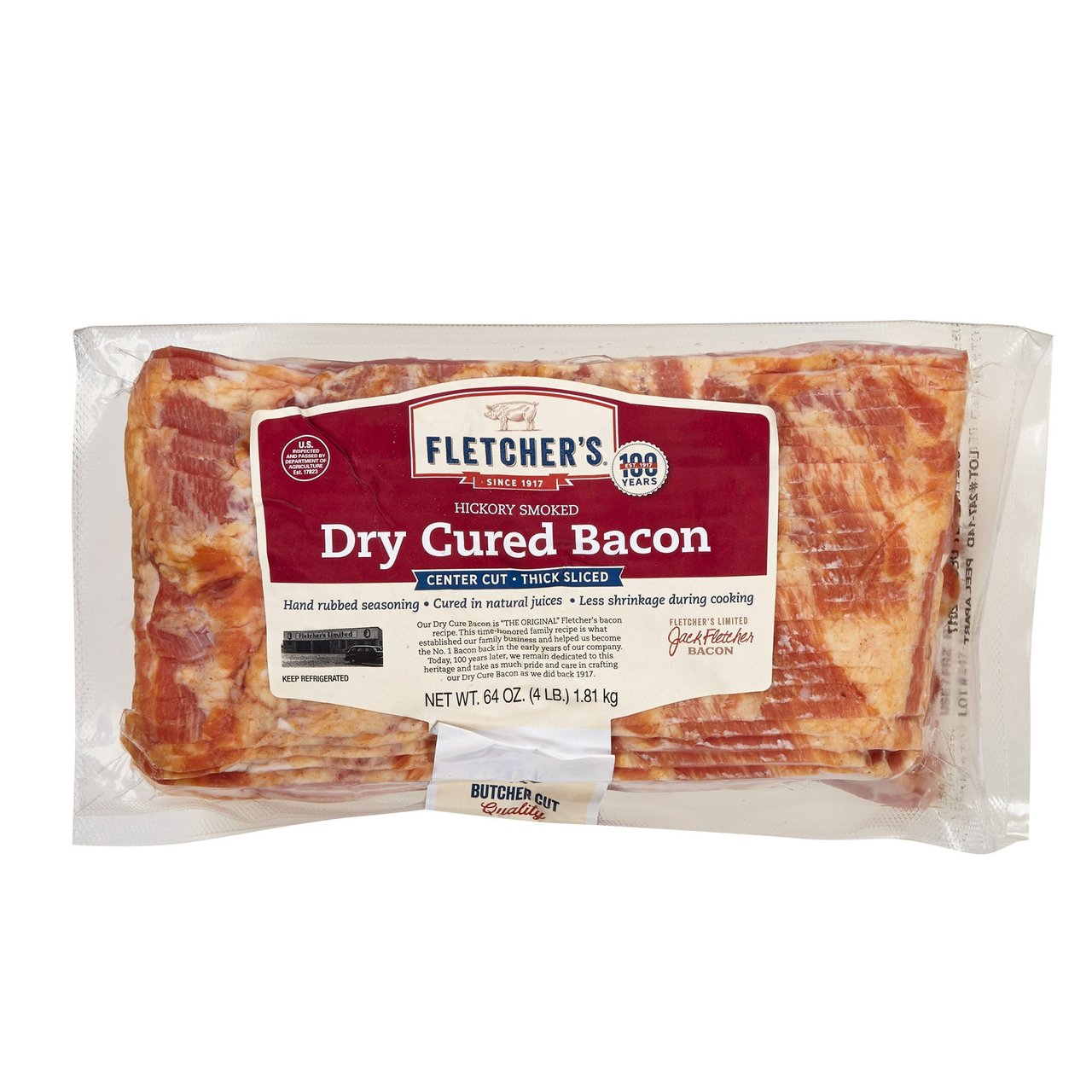 Fletcher's Dry Cured Bacon, 2 lbs, 2 ct - Image 1