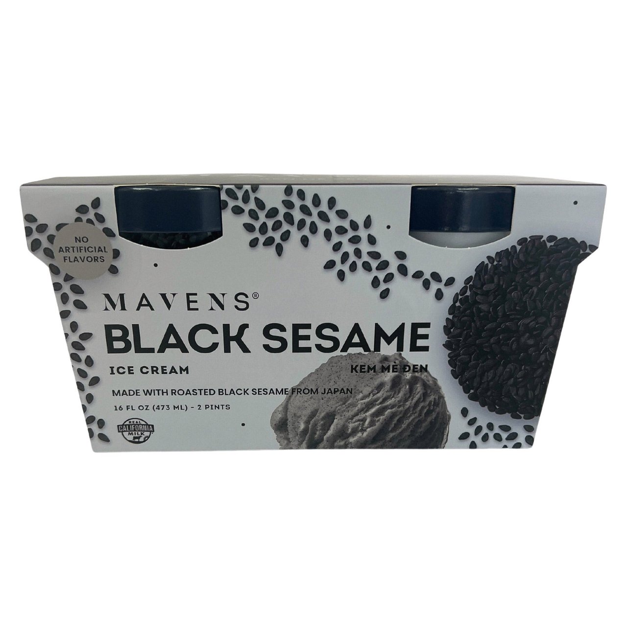 Maven's Creamery Black Sesame Ice Cream 2 Pack 16 Ounces Each - Image 1