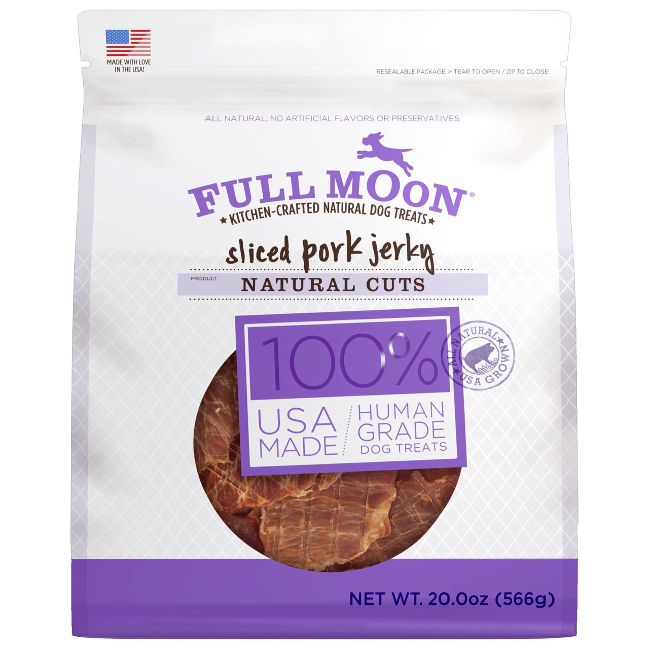 Full Moon Natural Cuts Pork Jerky Dog Treats, 20 oz
