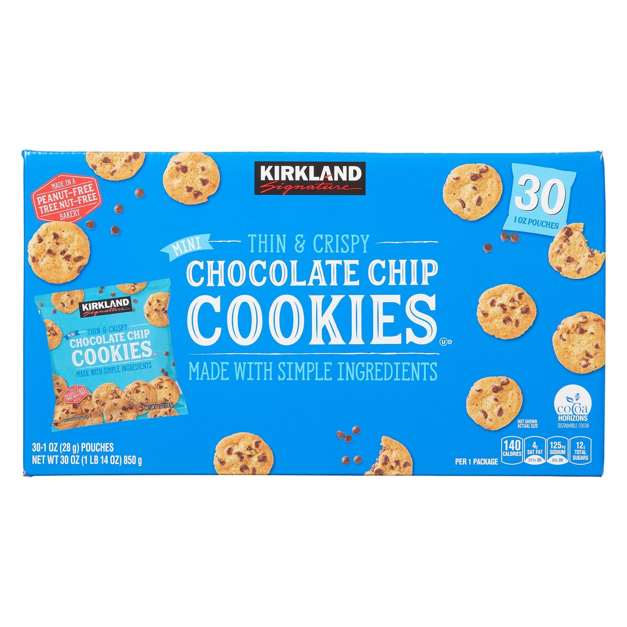 Kirkland Signature Mini Thin & Crispy Chocolate Chip Cookies, 30 CT (1.88 lbs) - Image 1