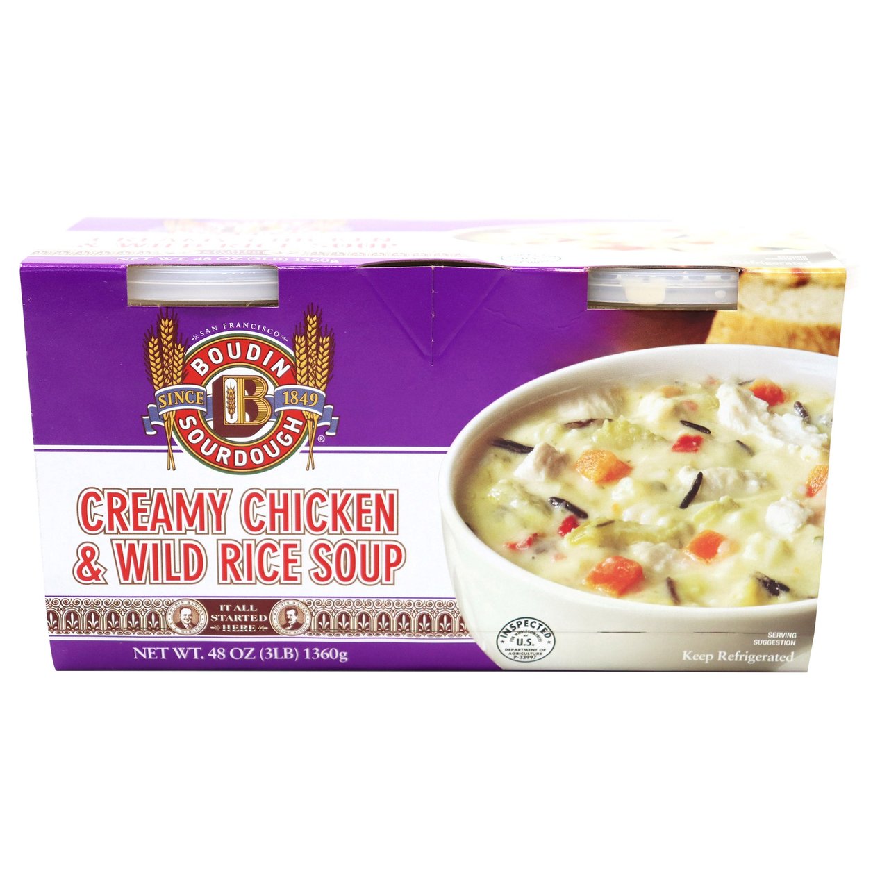 Boudin Creamy Chicken & Wild Rice Soup, 2/24 oz Containers - Image 1