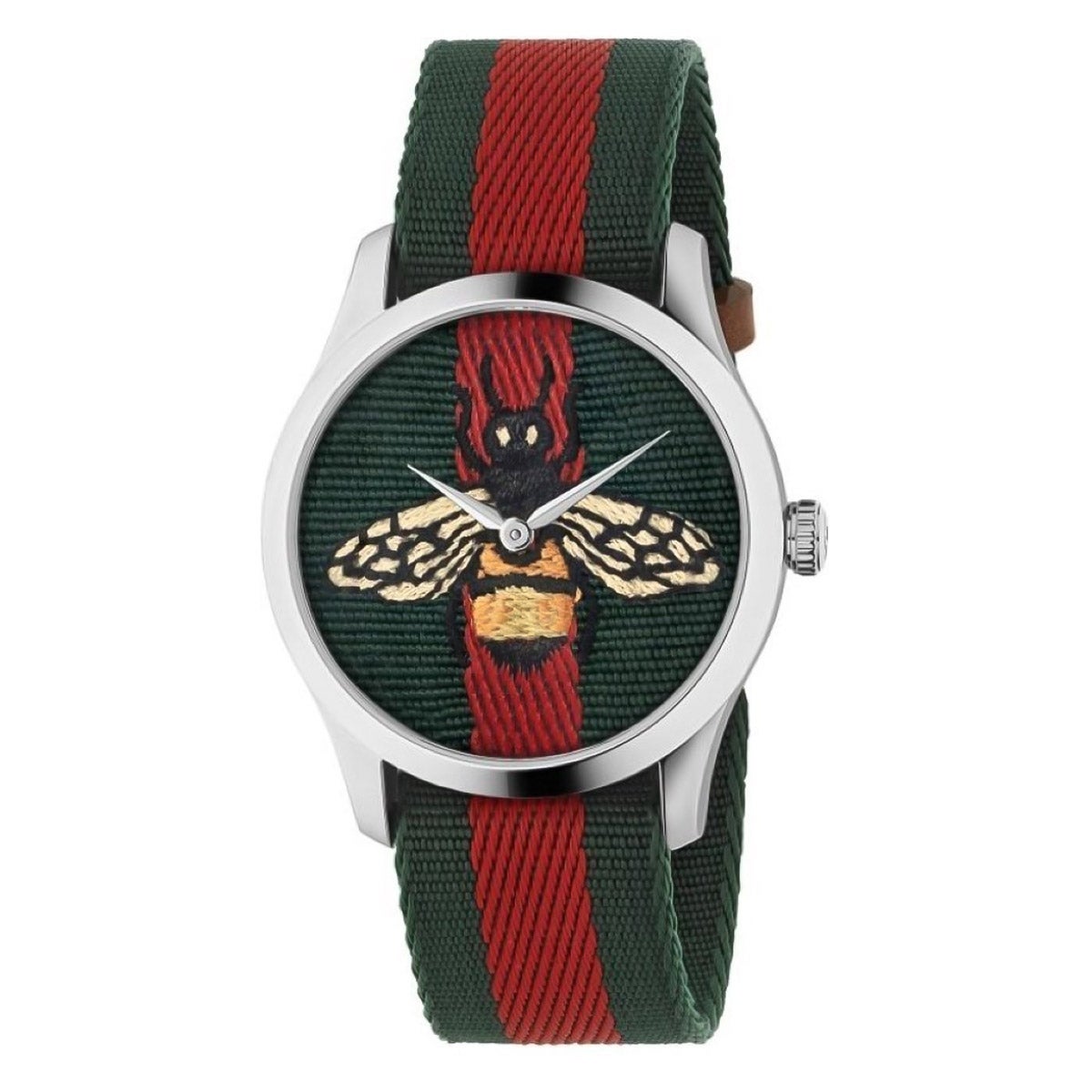 Gucci G-Timeless Green and Red Nylon Ladies Quartz Watch - Image 1