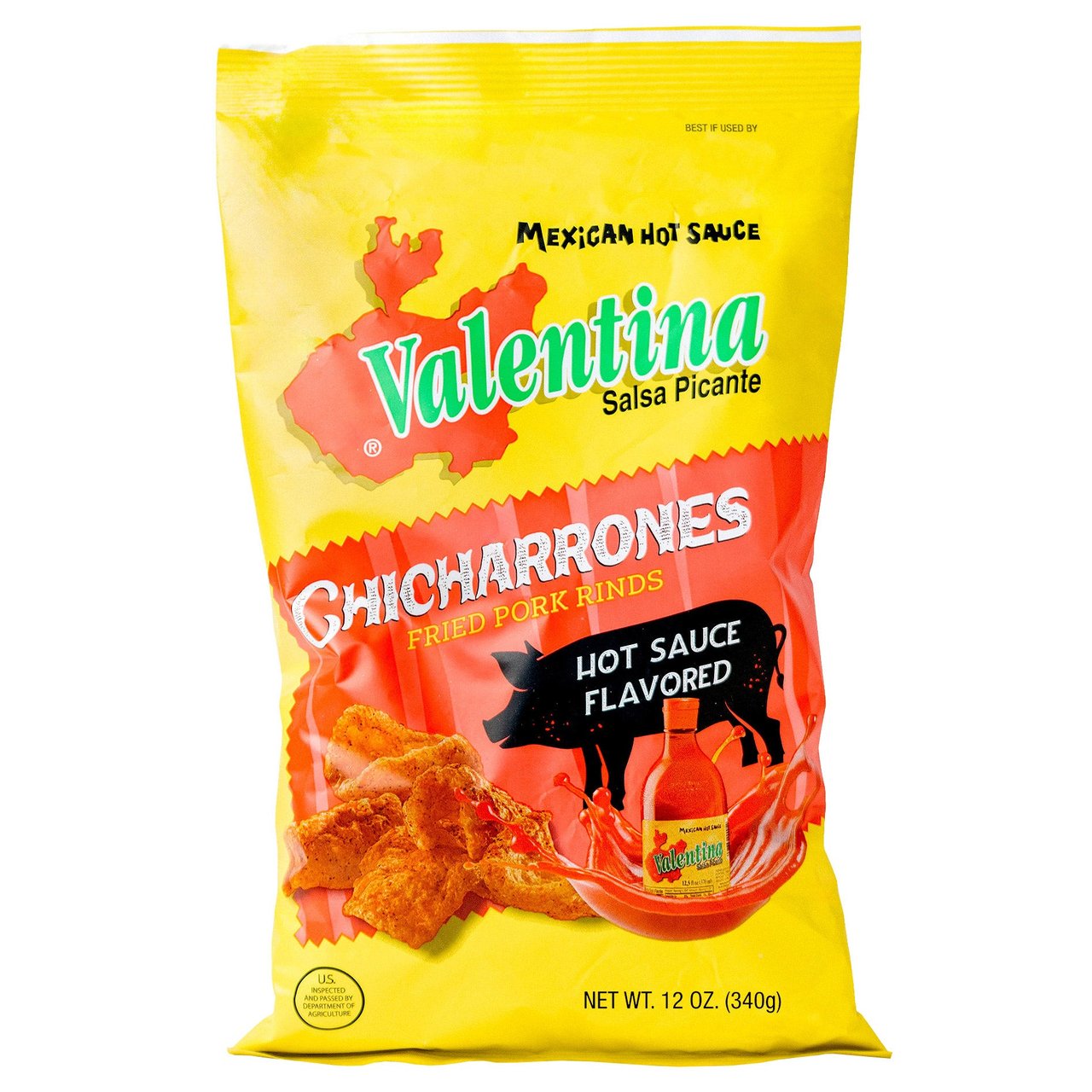 Valentina Chicharrones Fried Pork Rinds, Hot Sauce Flavored, 12 oz - Image 1