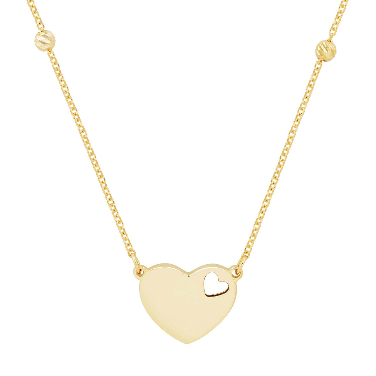 14kt Yellow Gold Heart Cut Out Necklace 18" - Image 1