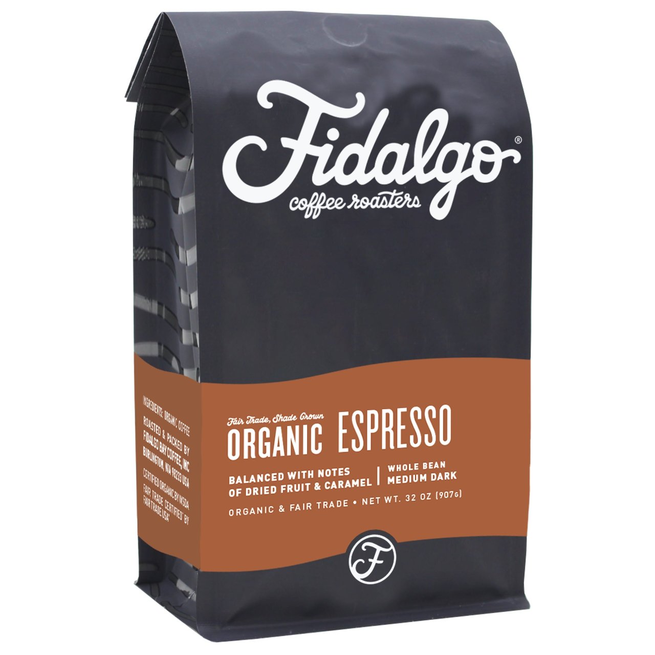 Fidalgo Bay Coffee Organic Espresso Blend Whole Bean, 2 lb - Image 1
