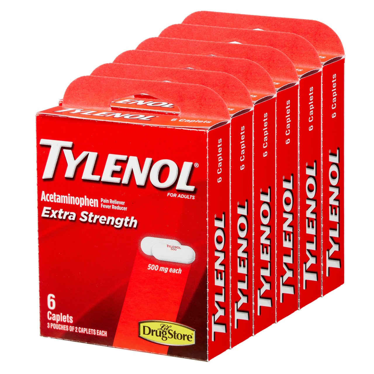 Tylenol Extra Strength Caplets 500 mg 6/6PK - Image 1