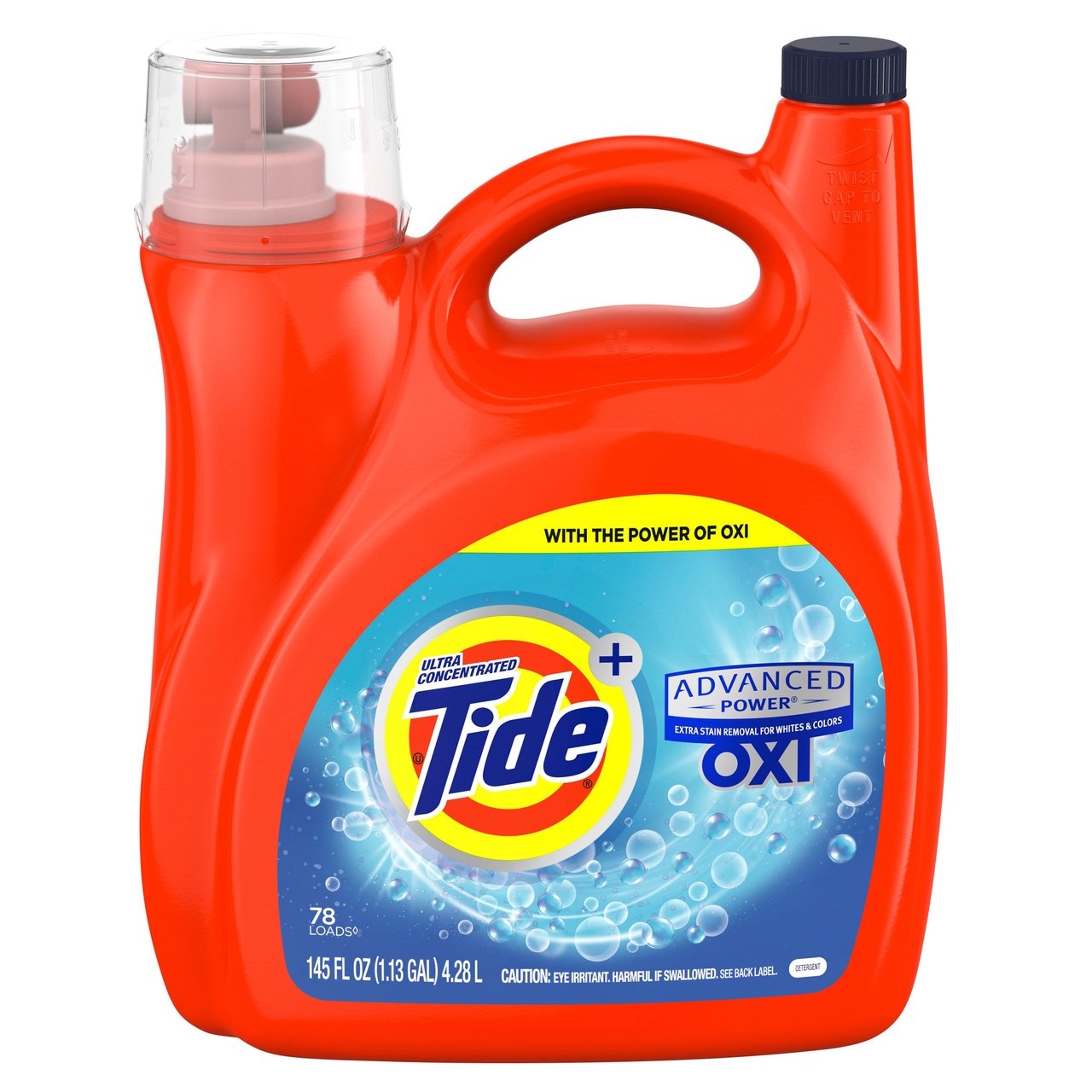 Tide Advanced Power High Efficiency with OXI Liquid Laundry Detergent, Original Scent, 145 oz, 78 Loads - Image 1