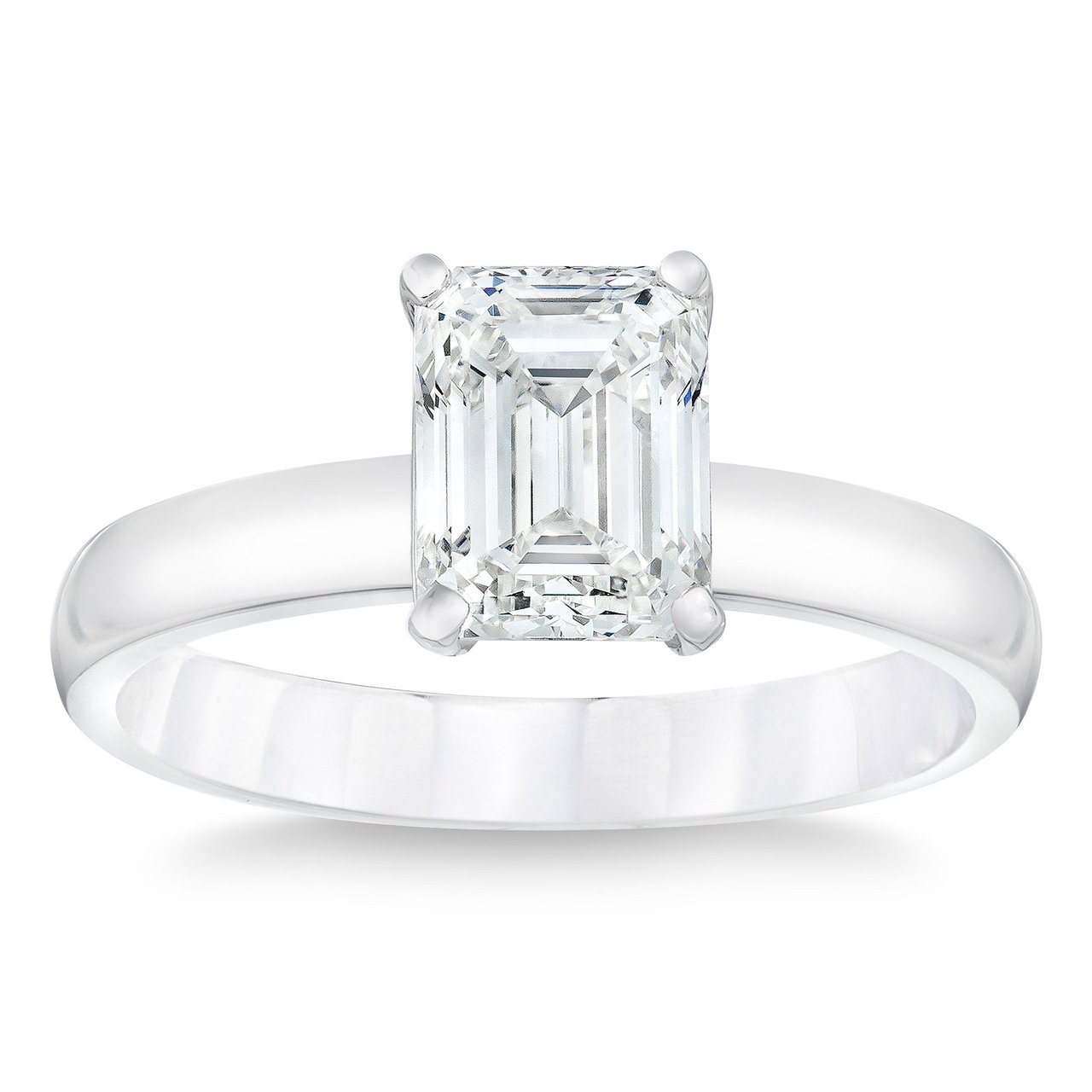 1.00 ct Emerald Cut Platinum Solitaire Ring, VS2 Clarity, G Color Diamond - Image 1