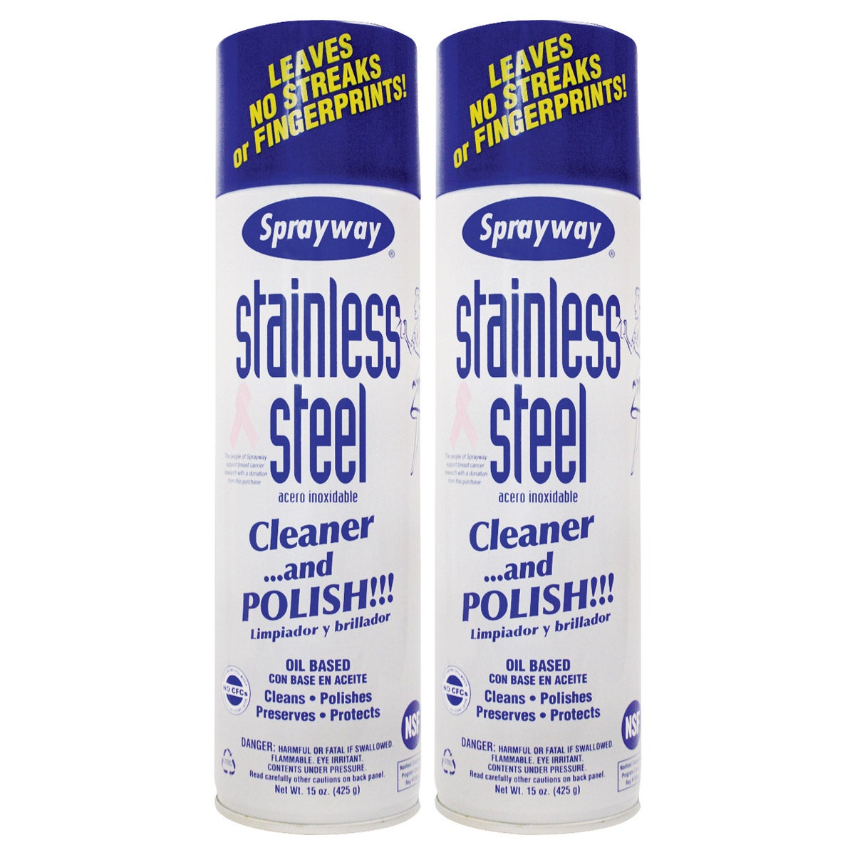 Sprayway Stainless Steel Cleaner and Polish, 15 oz, 2-Pack