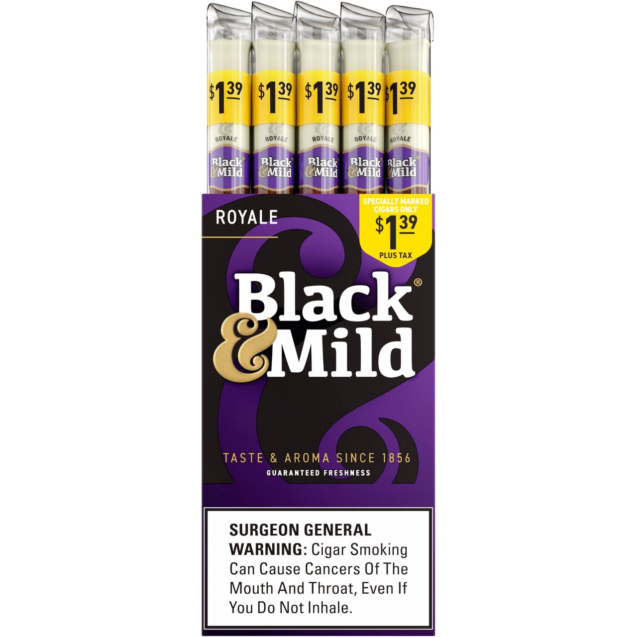 Black & Mild Royale Pipe Tobacco Cigars, 25 Count Upright Singles