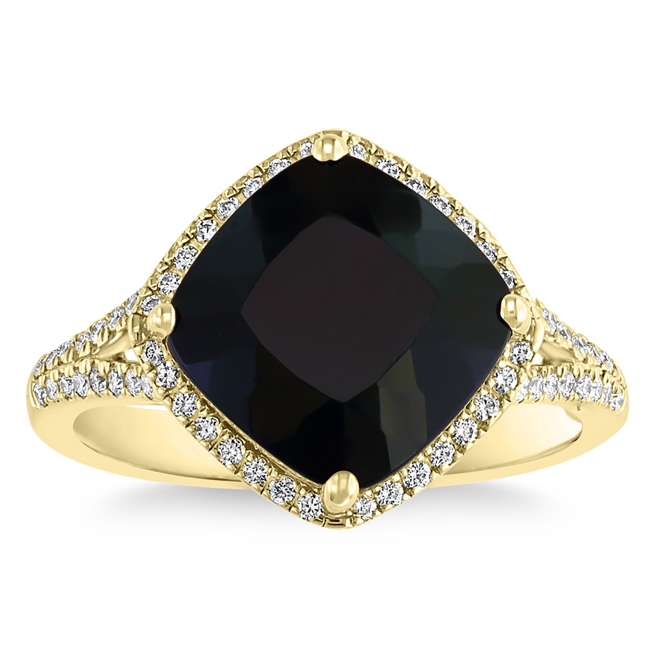 14KT Yellow Gold 0.20CTW VS2 I Diamond & 10MM Black Onyx Ring - Image 1