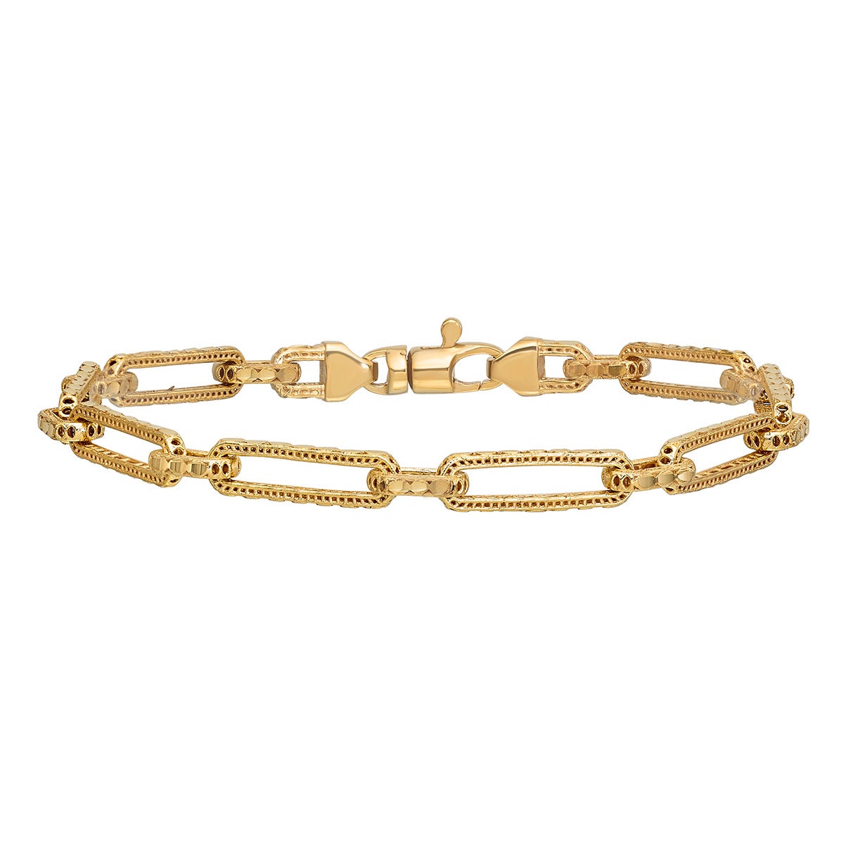 14kt Yellow Gold 7.5" Paperclip Bracelet Made in Italy - Image 1